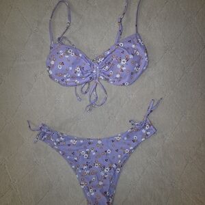 Zaful Lavender Floral Bikini Set